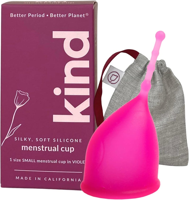 WEVOTOPIA Kind Cup | Comfortable | Soft | Curved Period Cup | Easy to Reach | Easy to Use | 100% Medical Grade Silicone Cups | Patented Menstrual Cups | Reusable Cups (Violet - Small) - Image 1